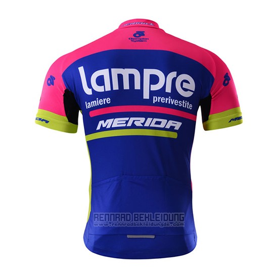 2017 Fahrradbekleidung Lampre Merida Blau Trikot Kurzarm und Tragerhose